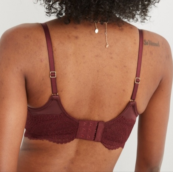 🍷AERIE REAL POWER BALCONETTE PAISLEY LACE BRA SIZE 32D - Picture 2 of 8